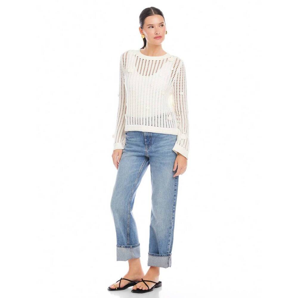 NEW FIFTEEN TWENTY liv crochet sweater in off white
